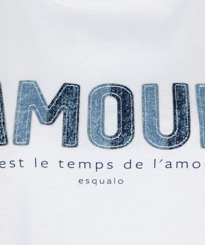 'AMOUR' T-Shirt with Denim Detail