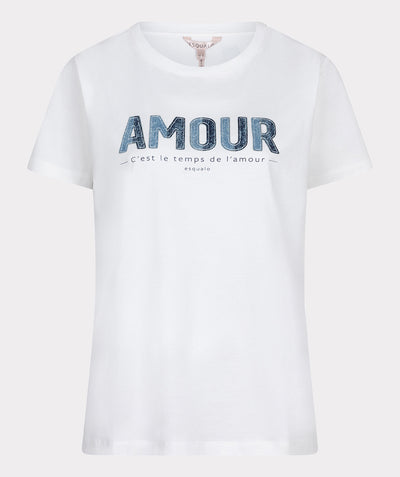 'AMOUR' T-Shirt with Denim Detail