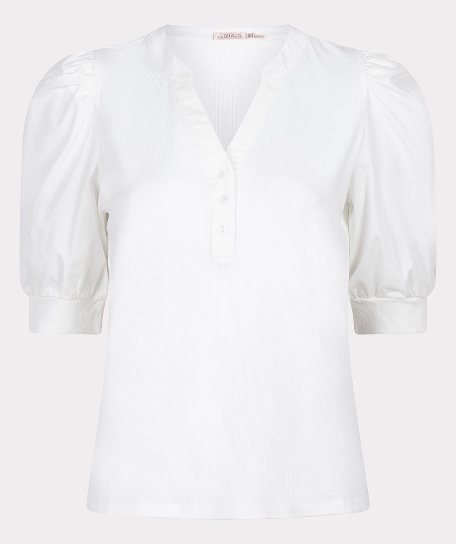 Top with Woven Balloon Sleeves