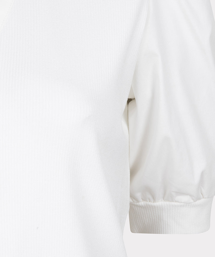 Top with Woven Balloon Sleeves