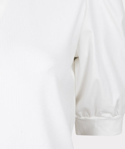 Top with Woven Balloon Sleeves