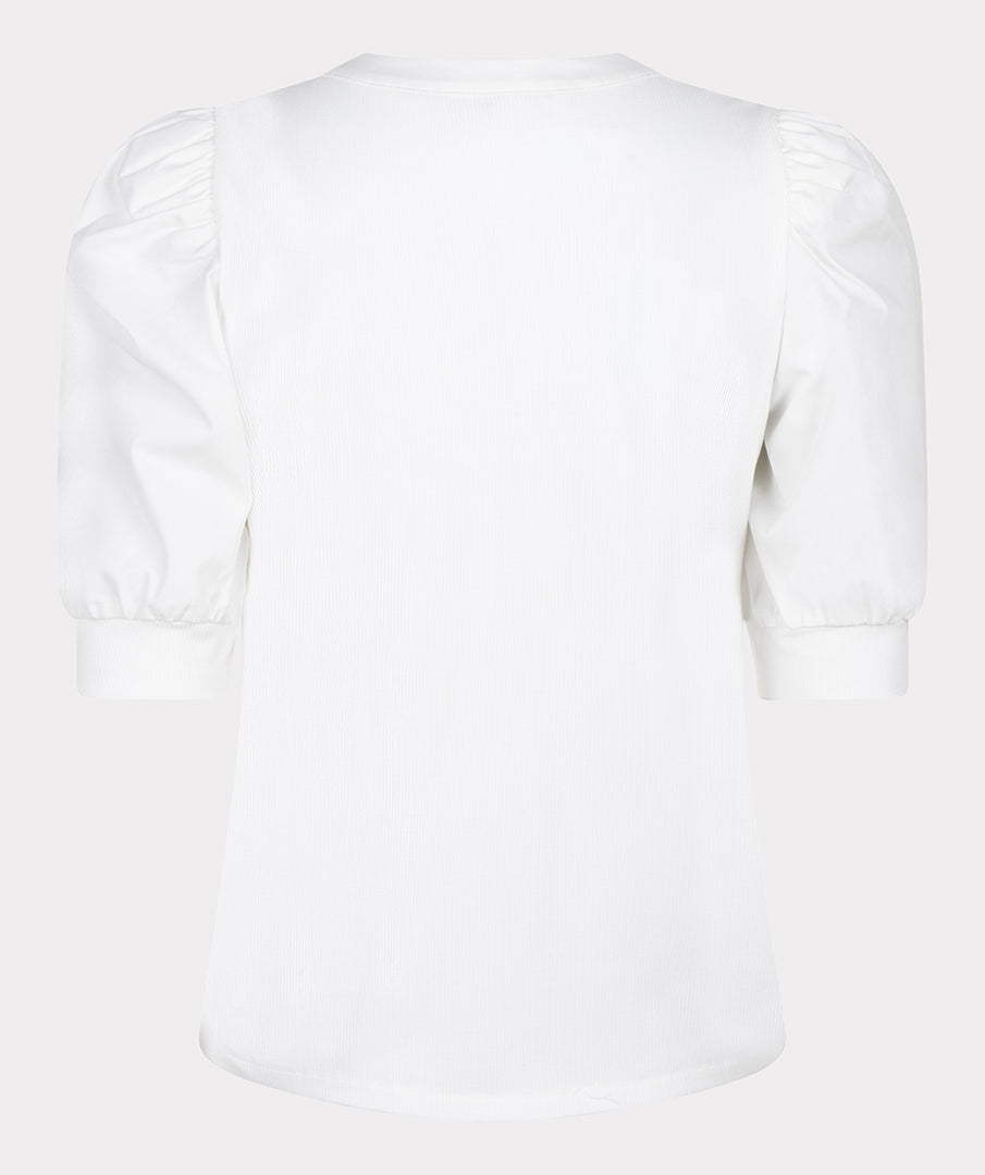 Top with Woven Balloon Sleeves