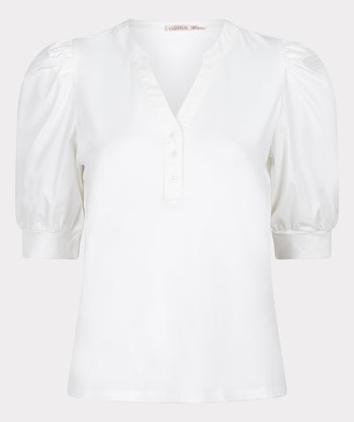Top with Woven Balloon Sleeves