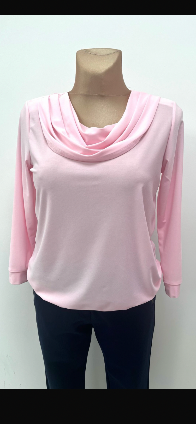 Plain Baby Pink Top With Cowl Neck