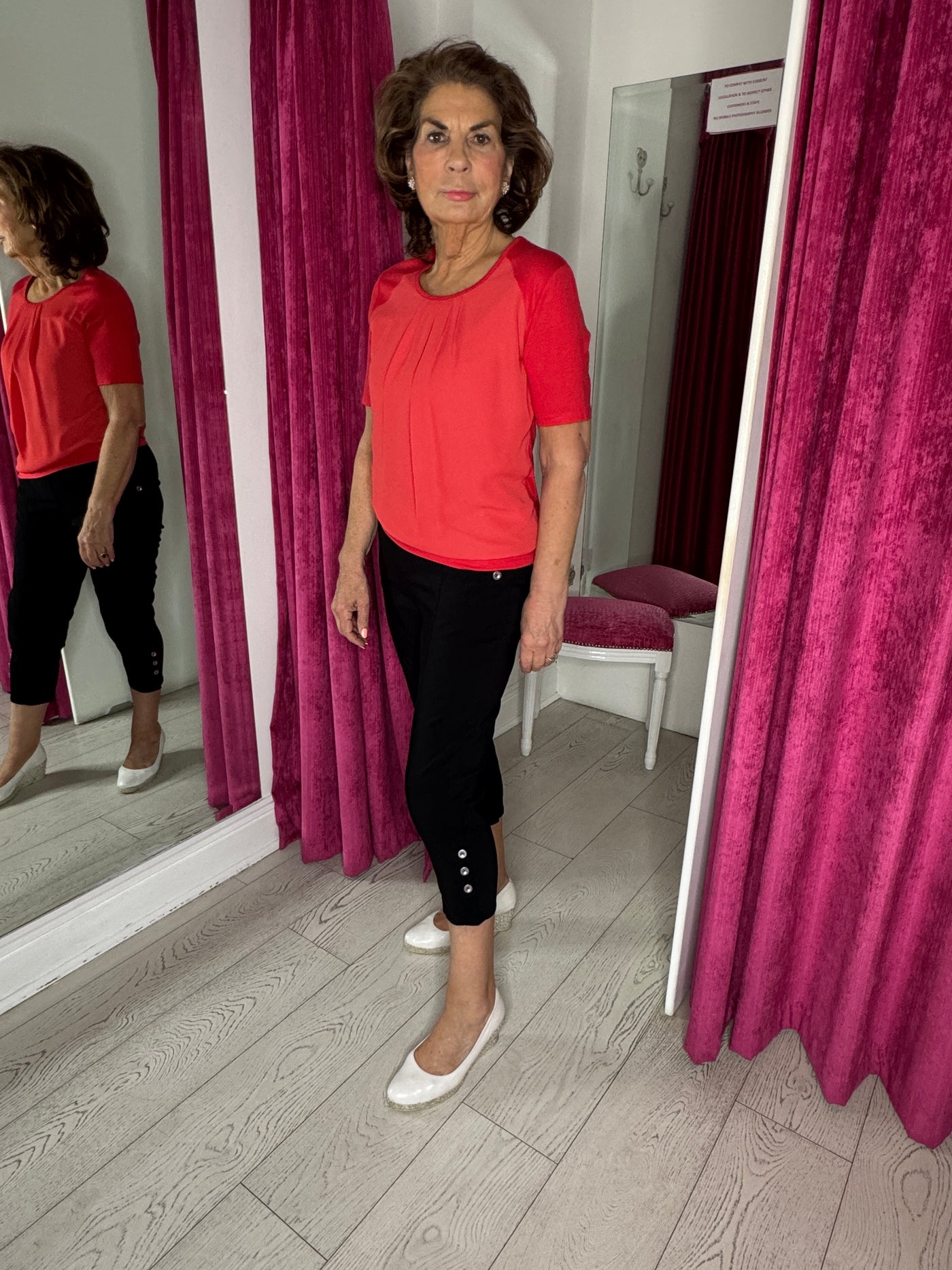 Black 3/4 Trousers with Silver Button Detail