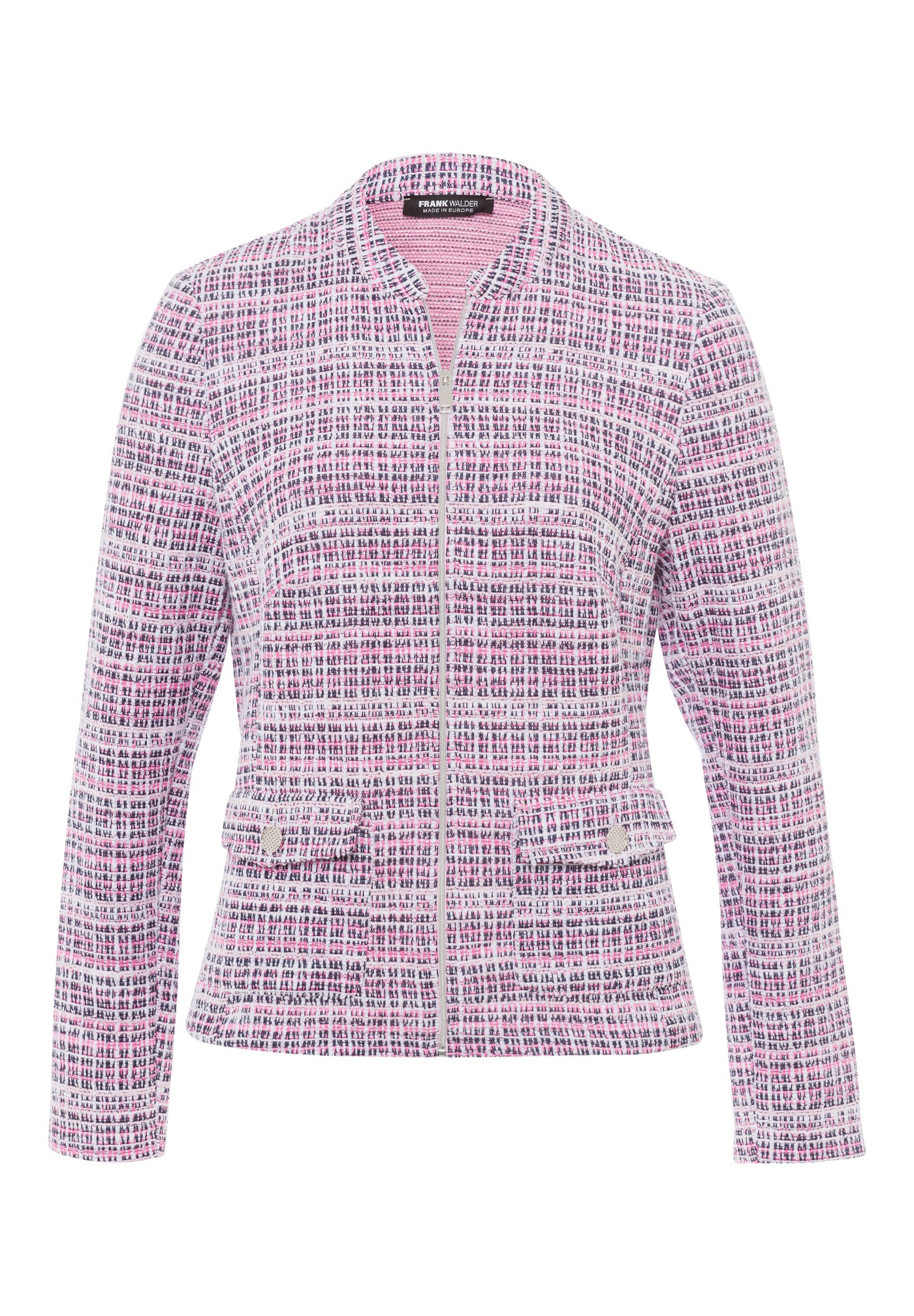 Multi-Pink Tweed Zip-Up Jacket