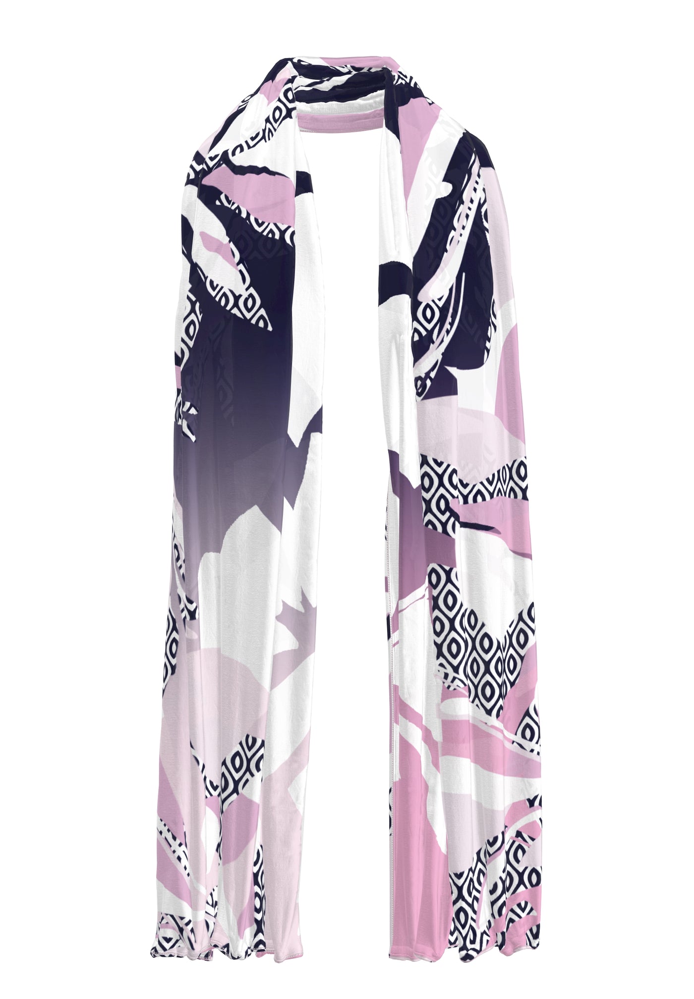 Baby Pink, Black & White Silky Scarf
