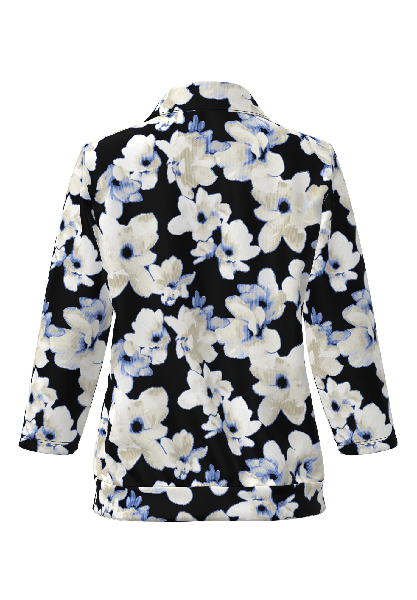 Cream and Midnight Blue Floral Button Up Top