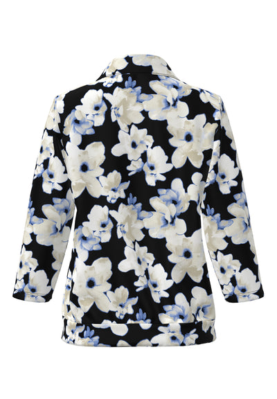 Cream and Midnight Blue Floral Button Up Top