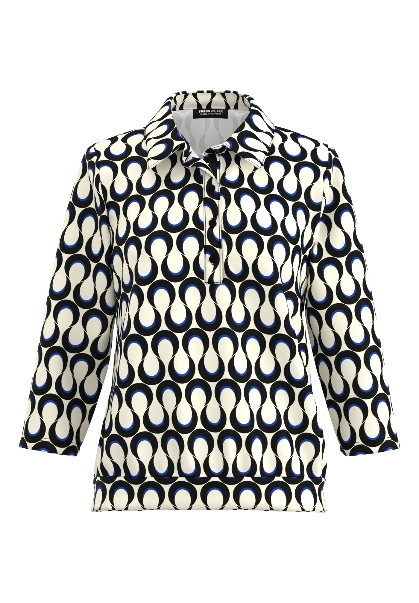Cream Abstract Top with Midnight Blue Detail