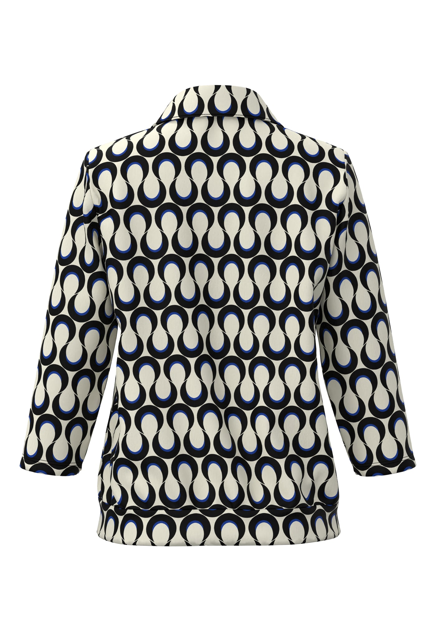 Cream Abstract Top with Midnight Blue Detail