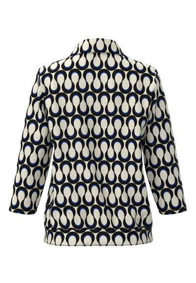 Cream Abstract Top with Midnight Blue Detail