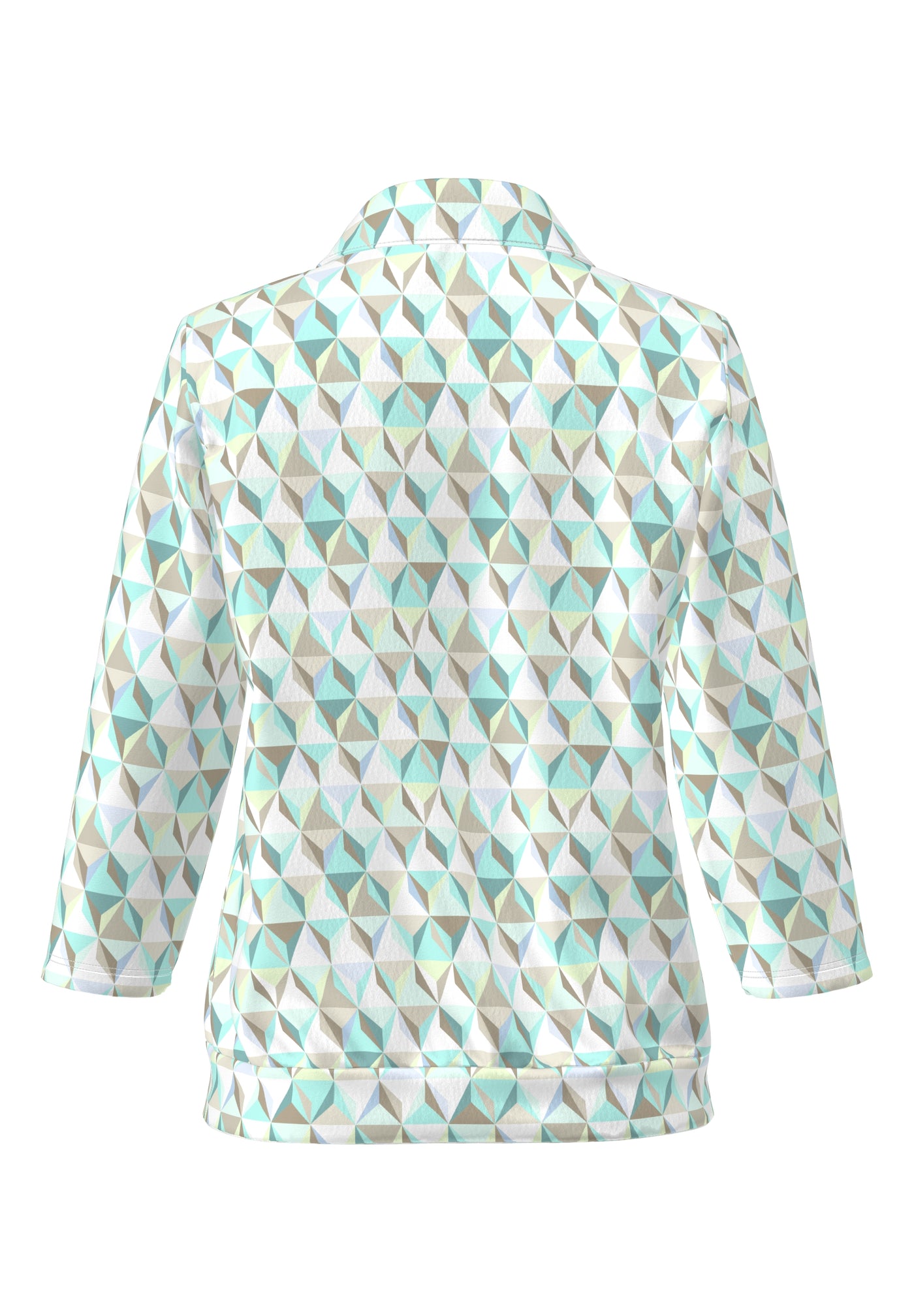 Fresh Mint Geometric Print Polo Top