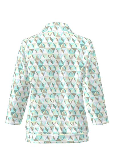 Fresh Mint Geometric Print Polo Top