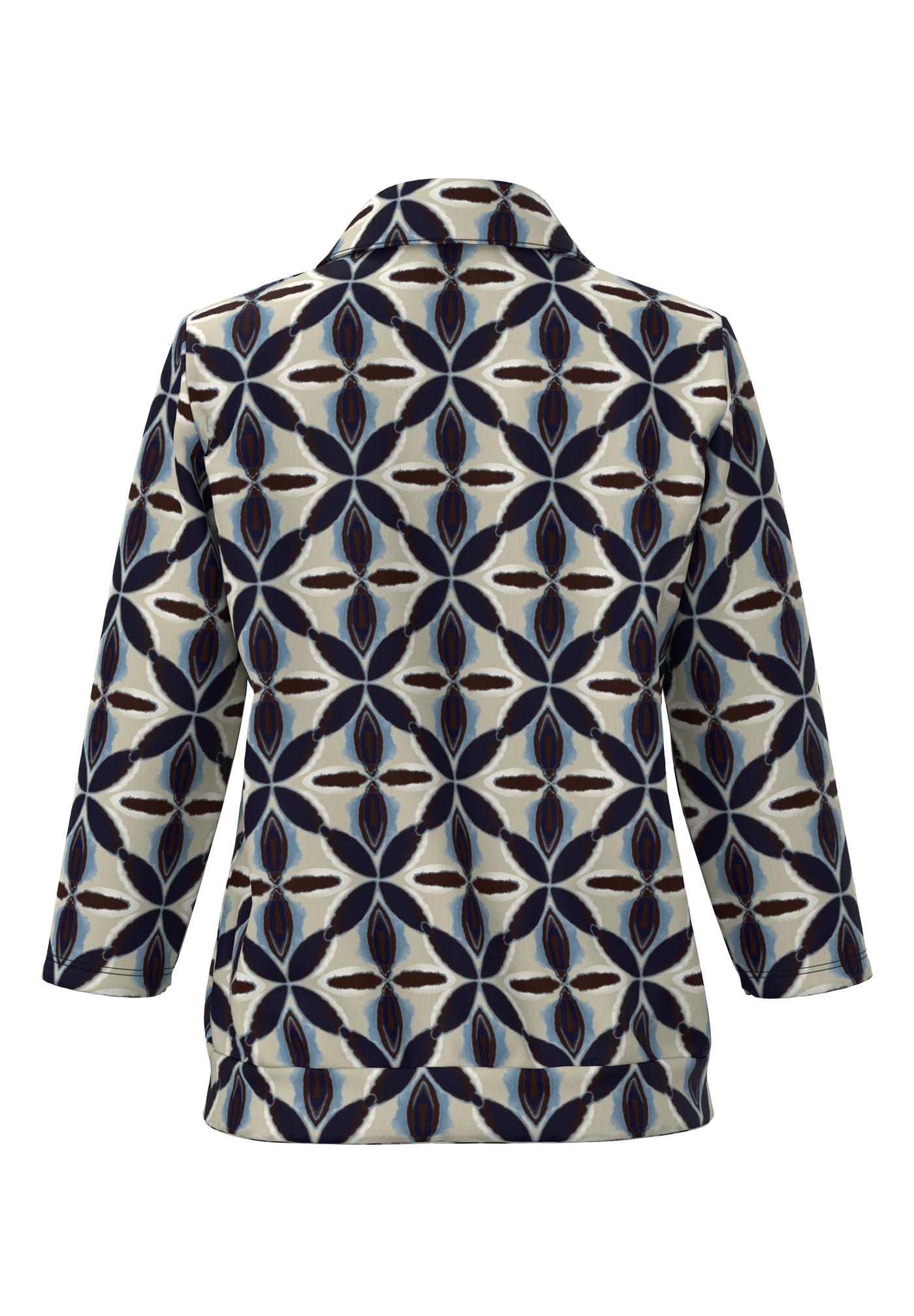 Sand and Navy Floral Print Shirt Style Top