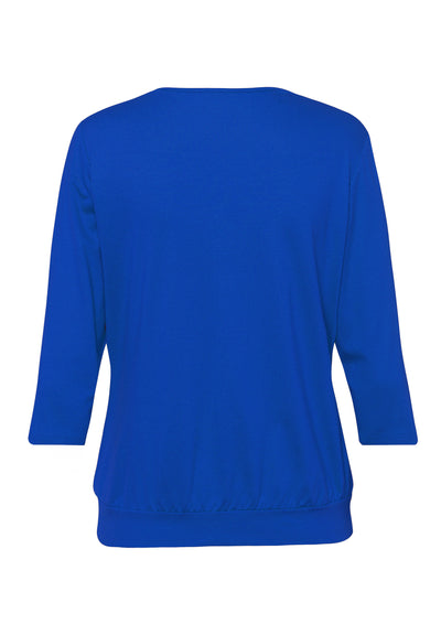 Midnight Blue Round Neck Pleated Top