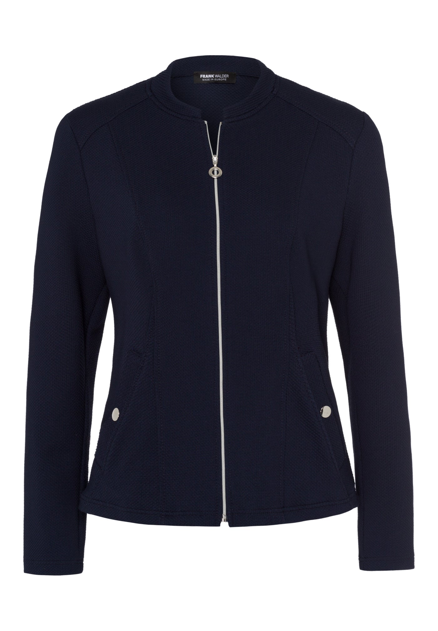 Navy Textured Zip-Up Jacket