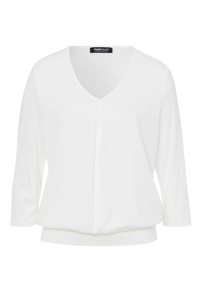 Off White Plain Top With Pleated Detail