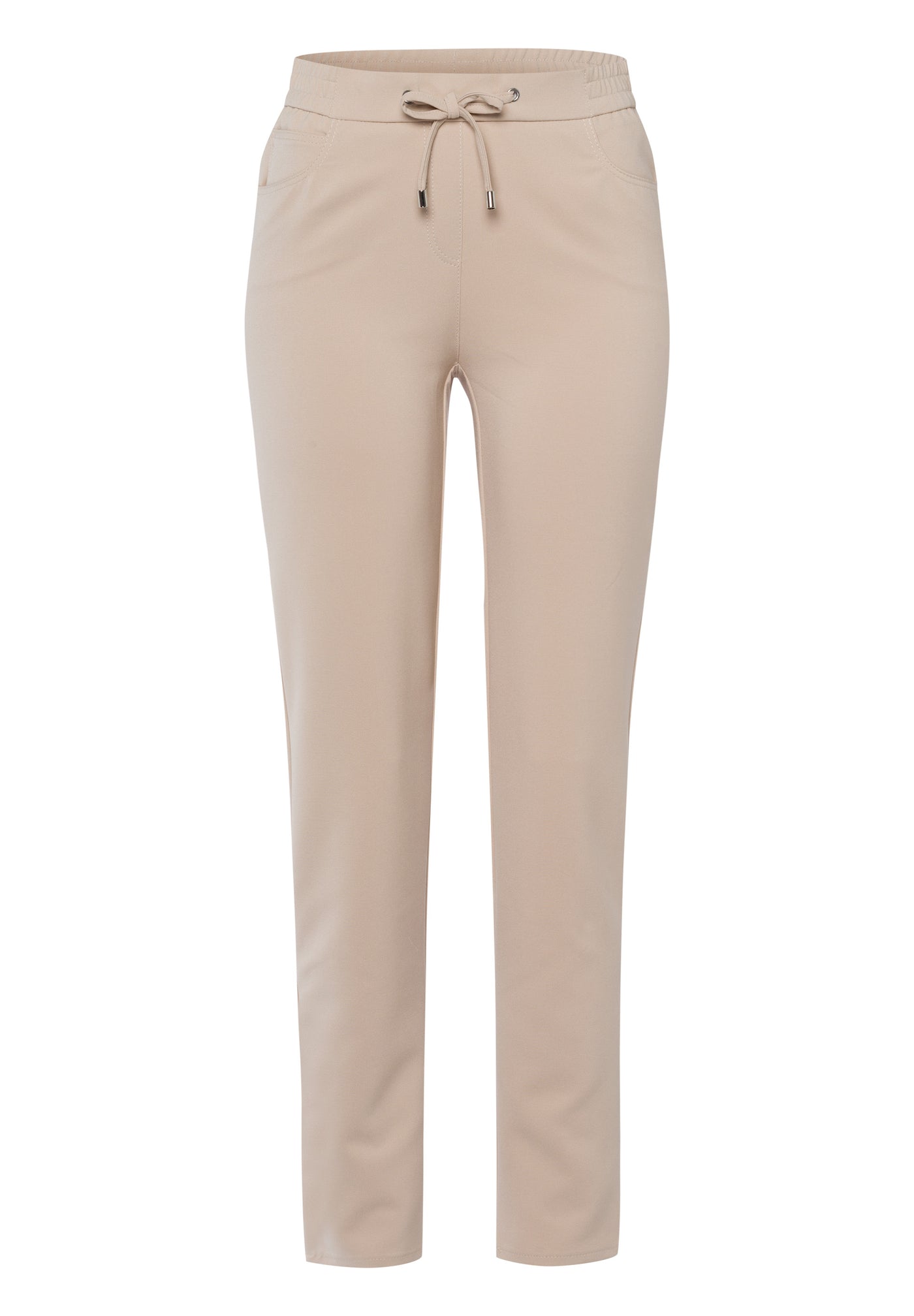 Sand 'Brenda' Trousers with Straight Leg and Draw String