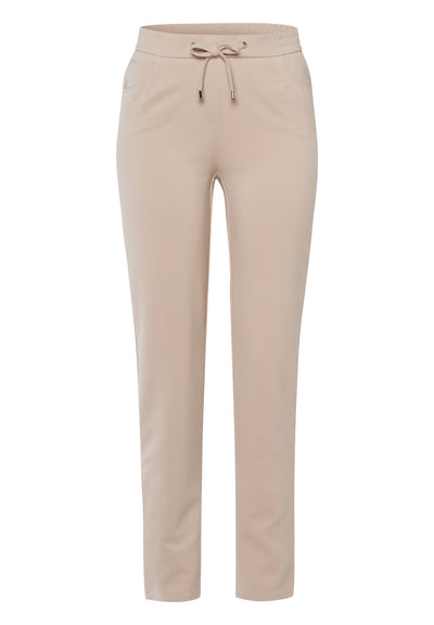 Sand 'Brenda' Trousers with Straight Leg and Draw String