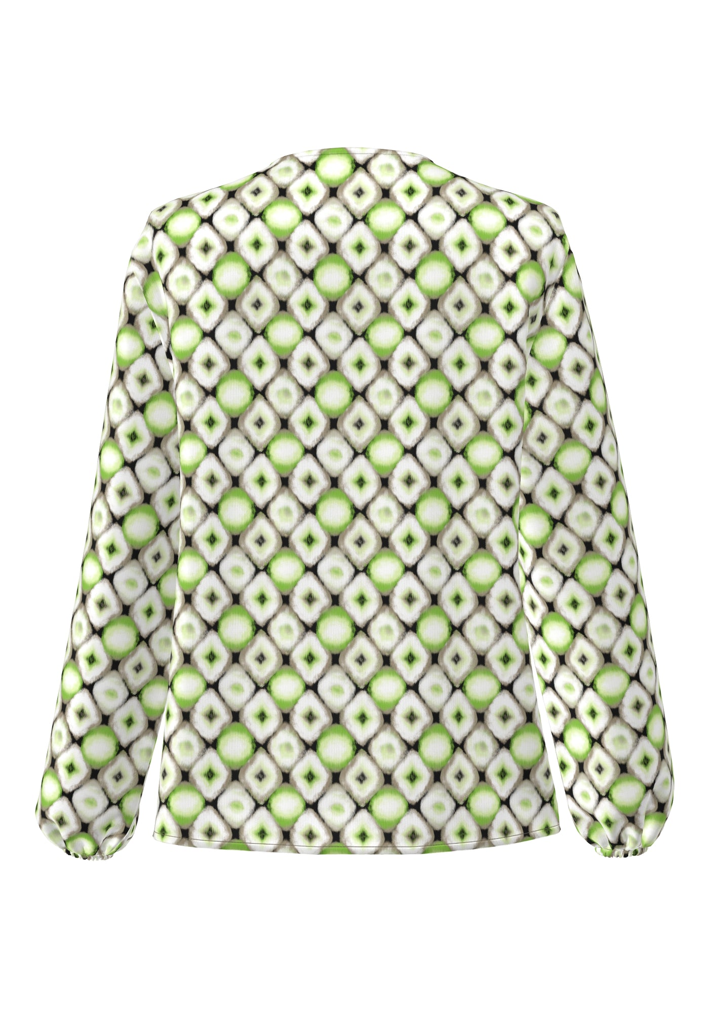 Green/ Grey Multi Print Shirt with Grandfather Collar
