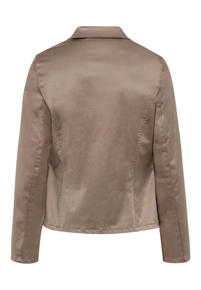 Kakhi Satin Feel Zip Up Jacket