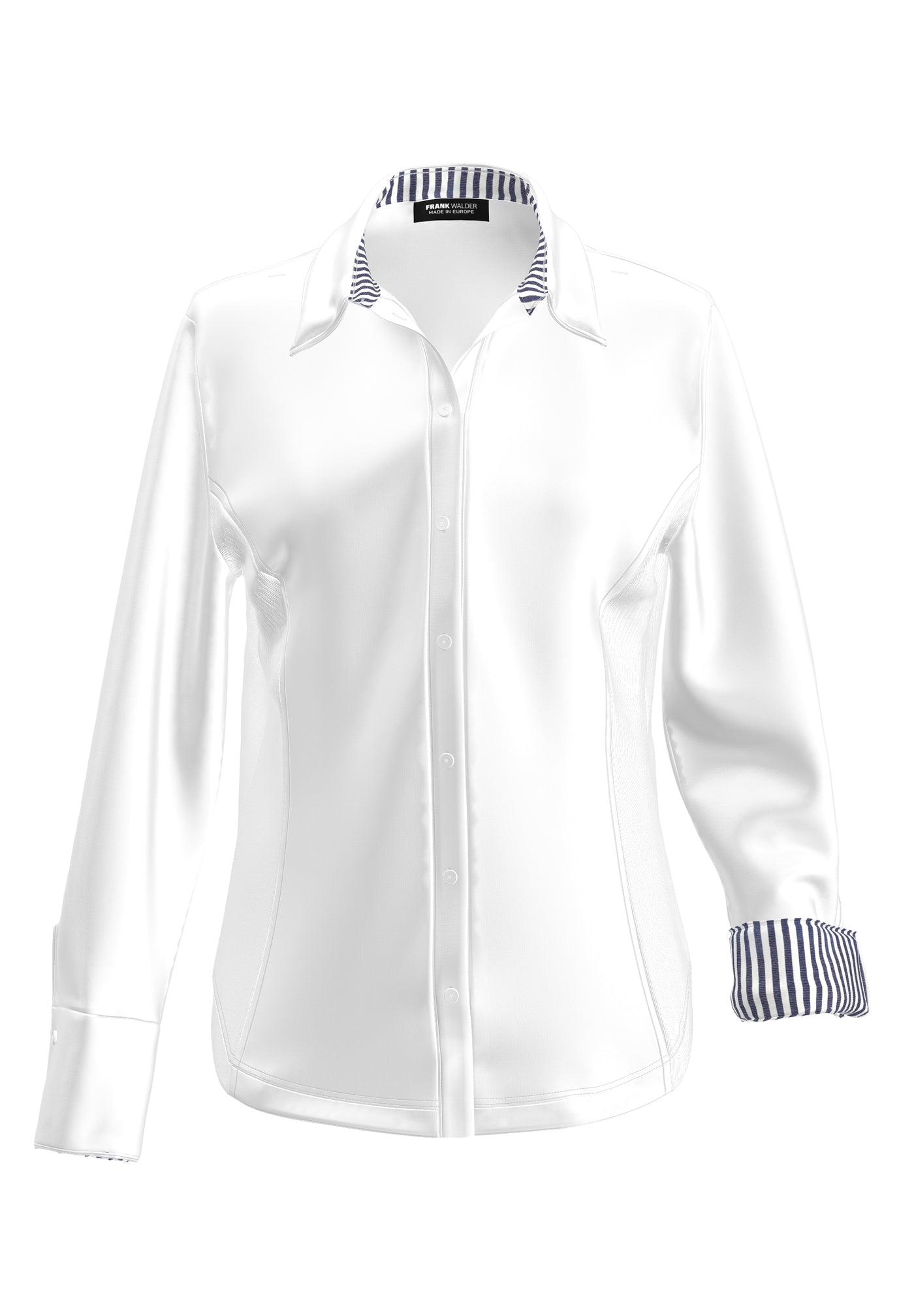 White Shirt With Stretchy Side Panel & Striped Detail