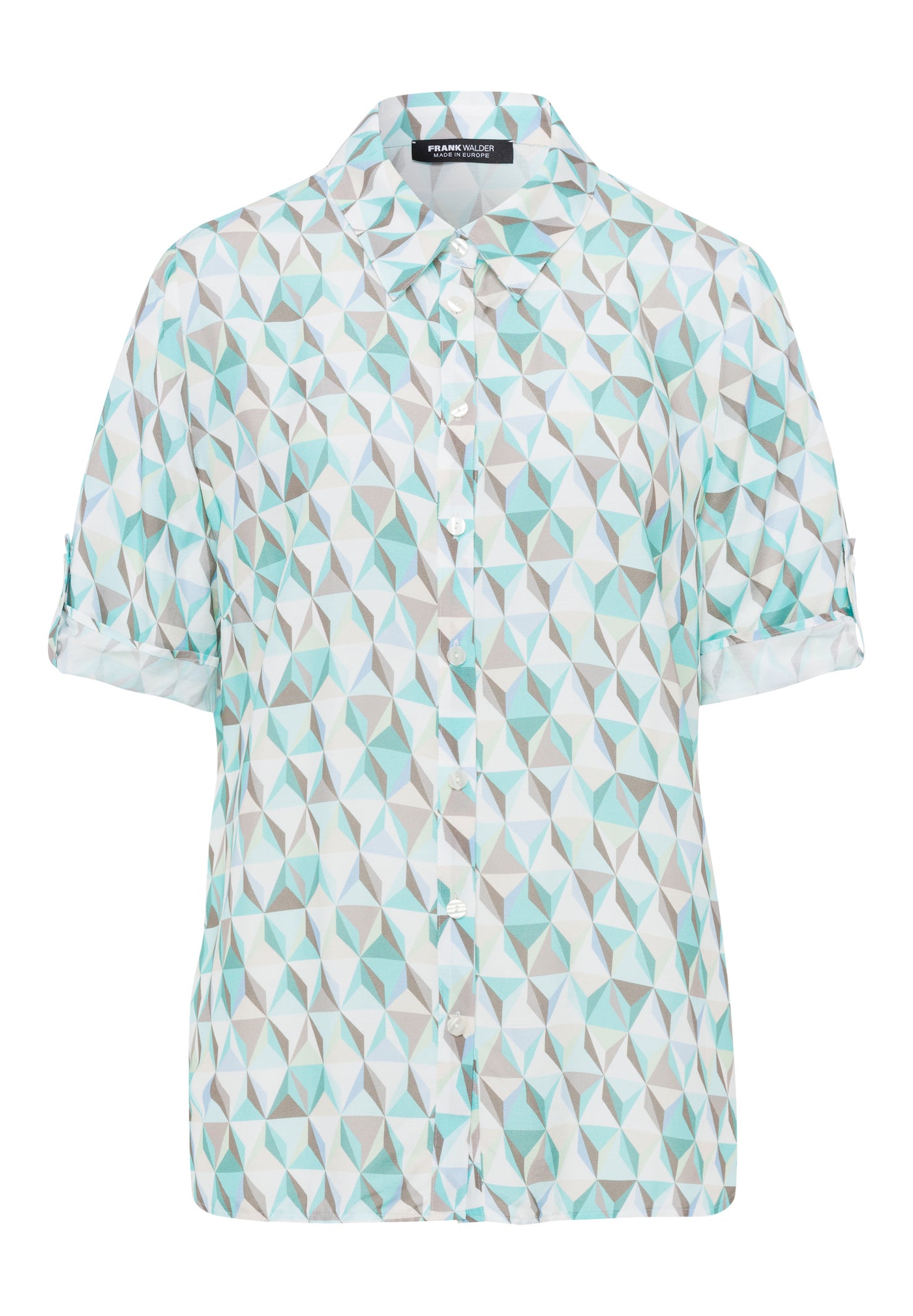 Fresh Mint Geometric Print Short Sleeve Short