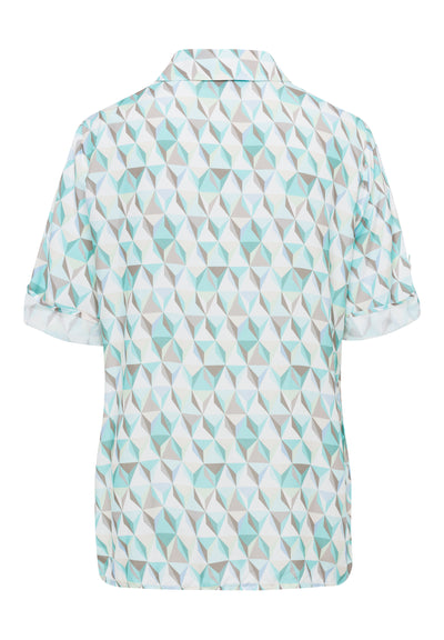 Fresh Mint Geometric Print Short Sleeve Short
