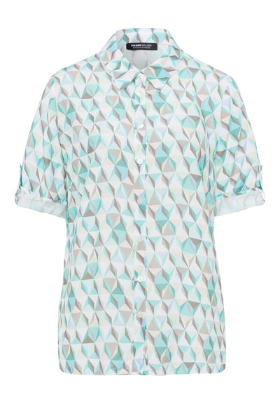 Fresh Mint Geometric Print Short Sleeve Short