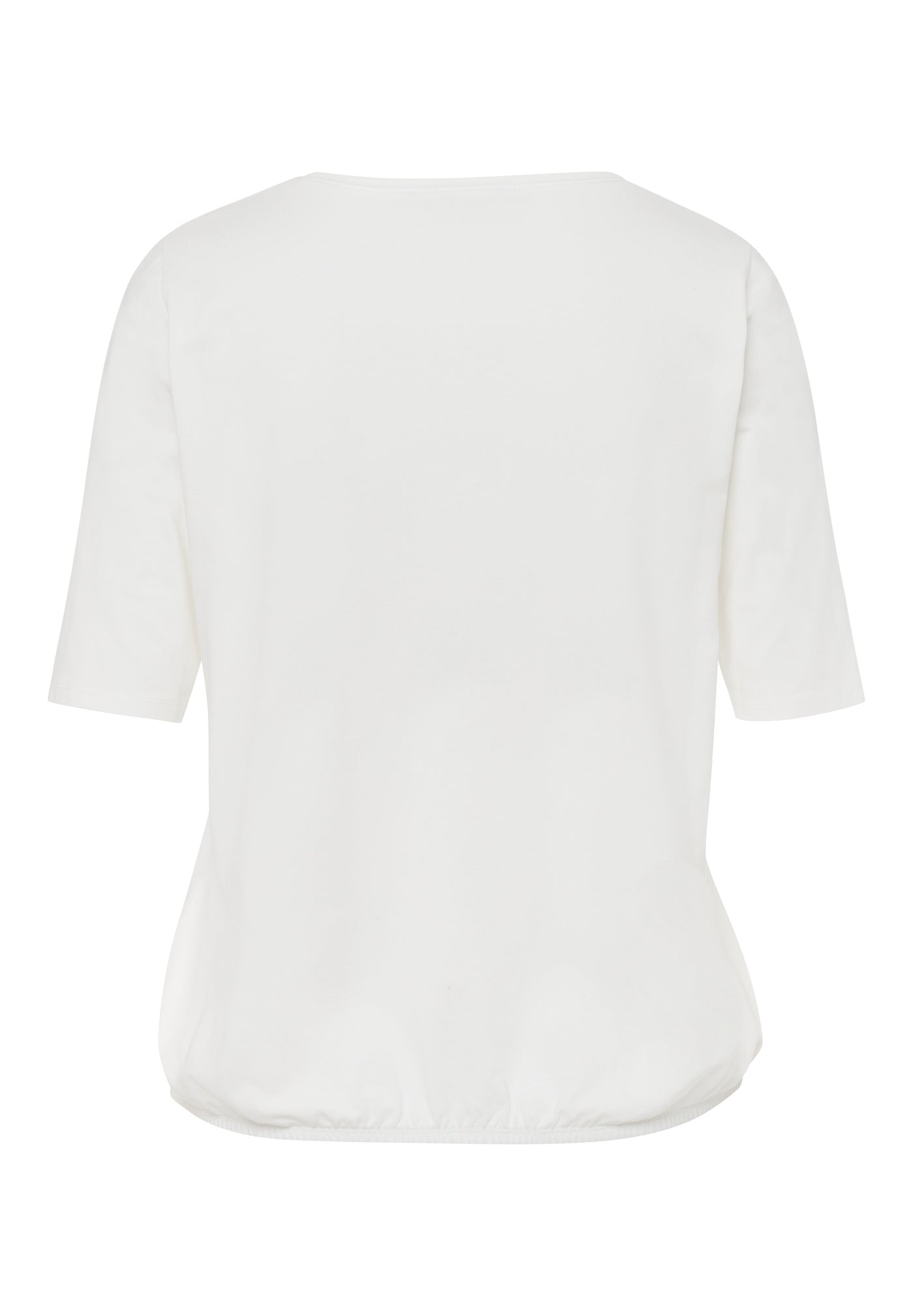 Cream T-Shirt with Floral Pattern and Round Neck