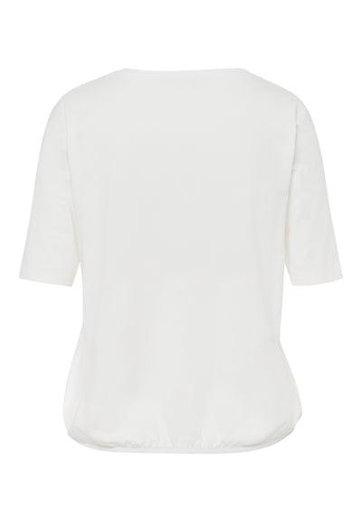 Cream T-Shirt with Floral Pattern and Round Neck