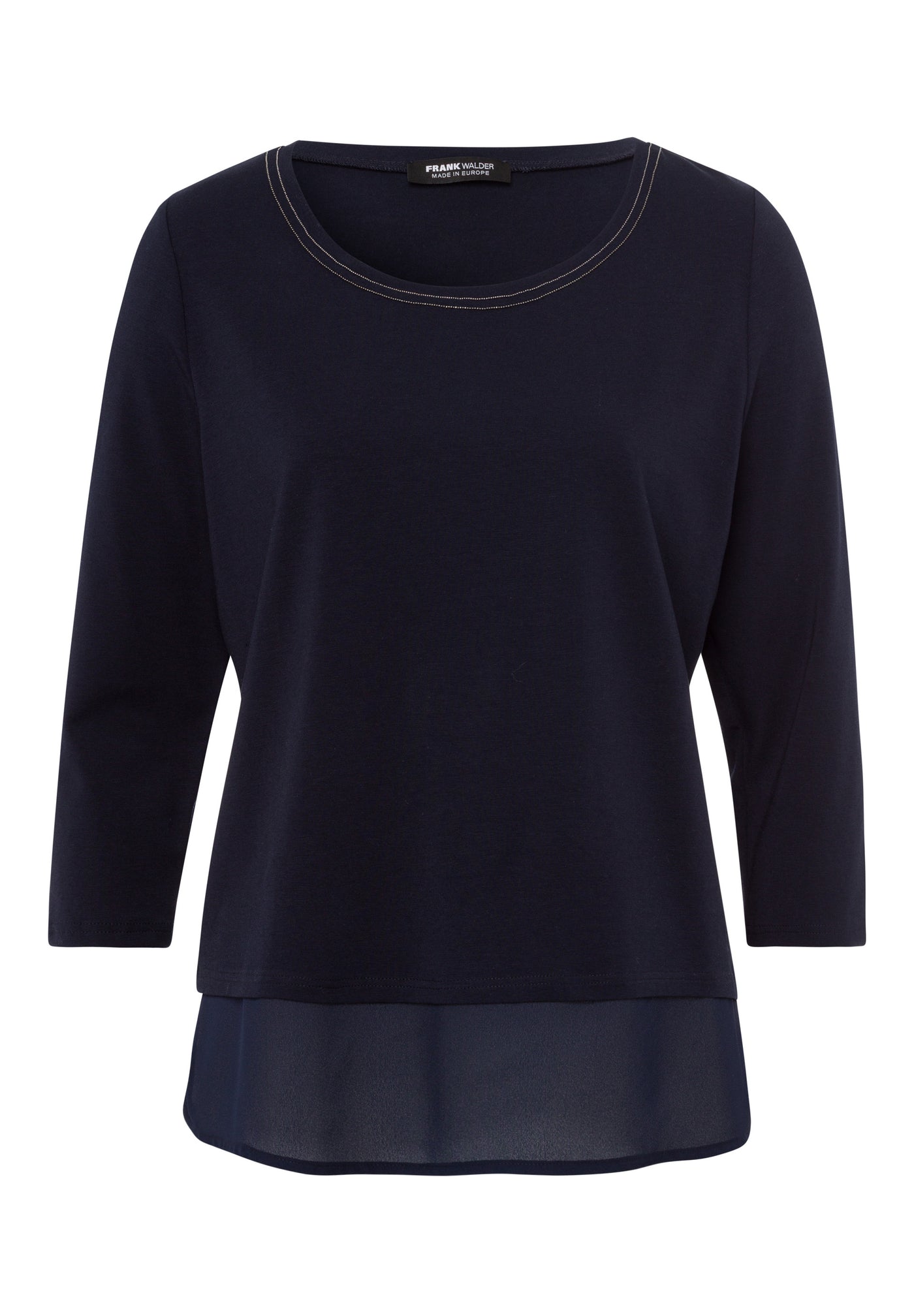 Navy Top with Embellishment and Layered Effect