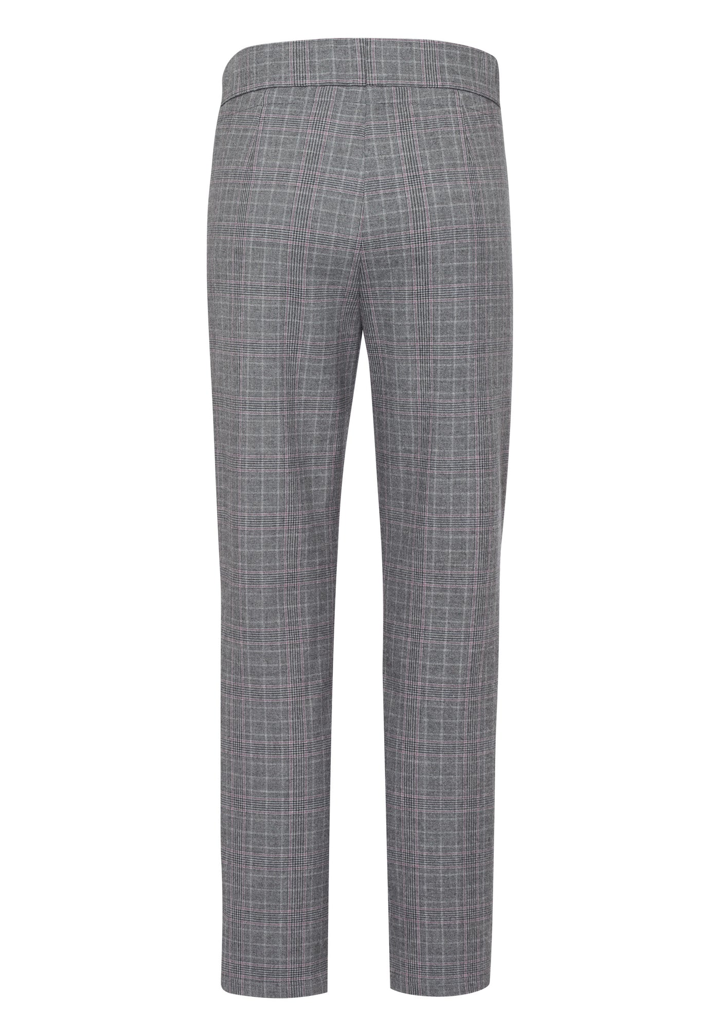 Grey Checked Trousers With Pink Trim and Elastaicated Waist