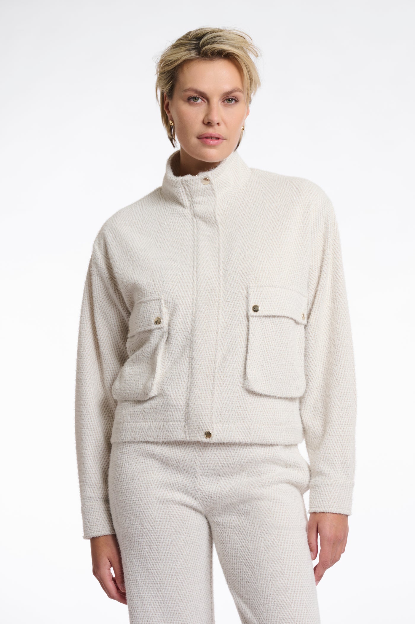 Fyanna Zip Up & Button Closure Jacket With Button Pockets