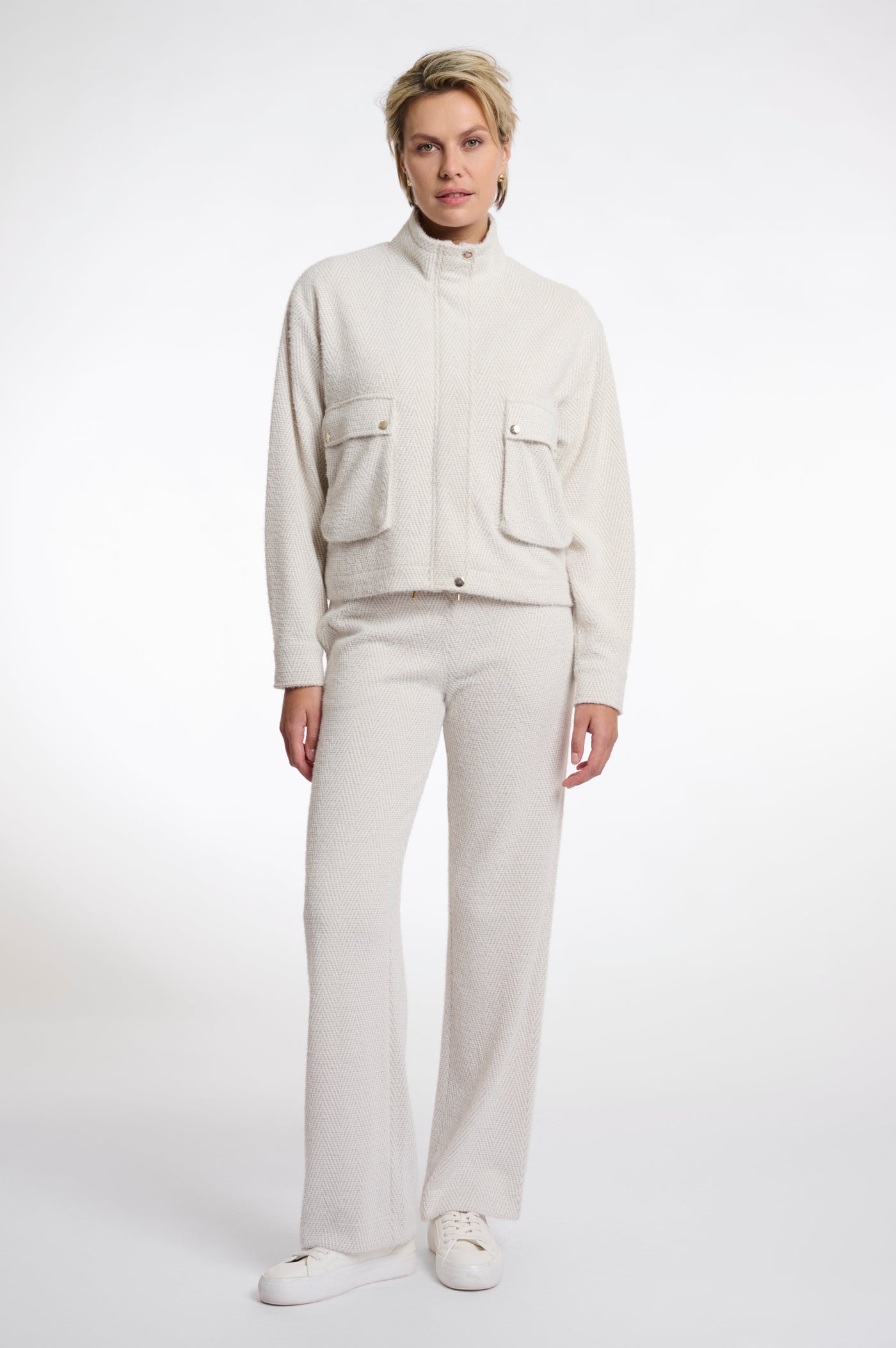 Fyanna Zip Up & Button Closure Jacket With Button Pockets