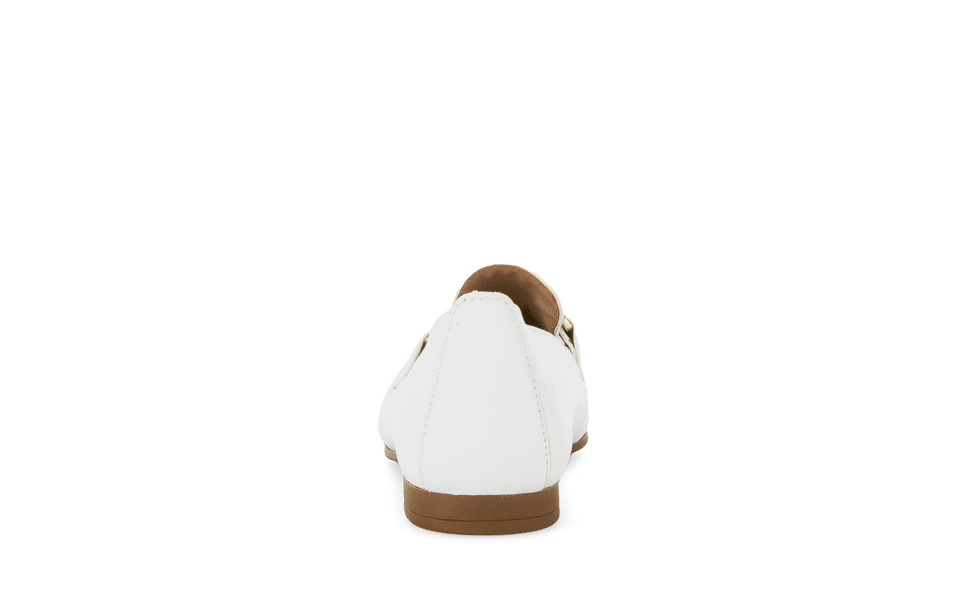 White Loafer Shoe With Gold Detailing