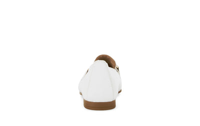 White Loafer Shoe With Gold Detailing