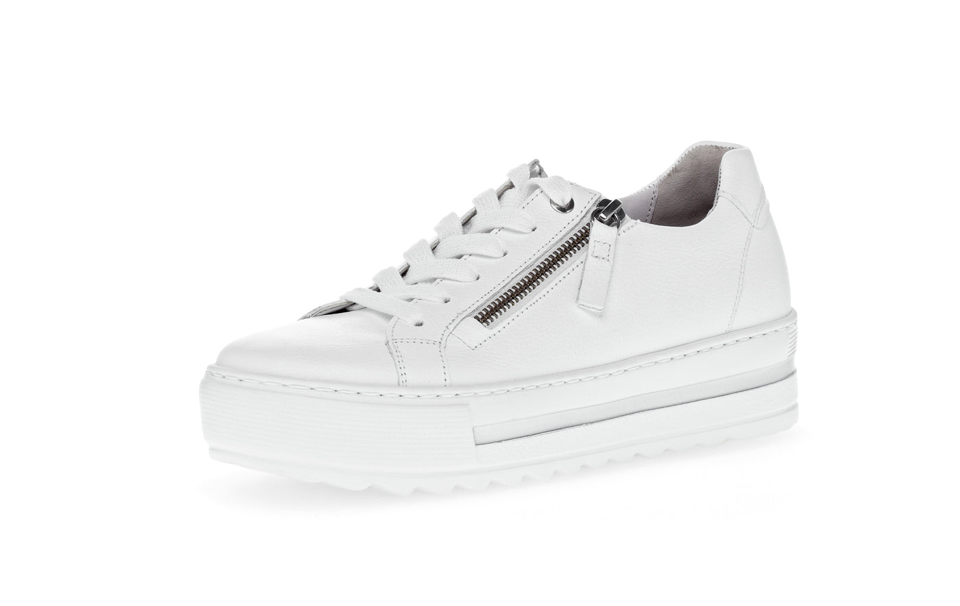 White Runners with Silver Zip Detail