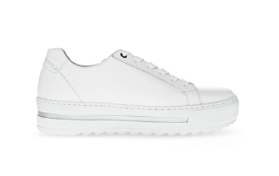 White Runners with Silver Zip Detail