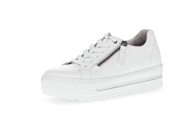 White Runners with Silver Zip Detail