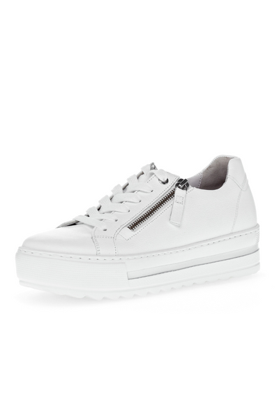 White Runners with Silver Zip Detail