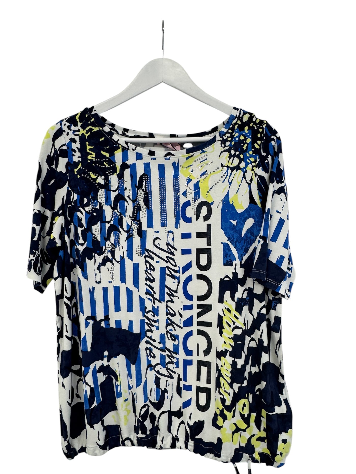Blue Multi Print T-Shirt with Sequin Detail