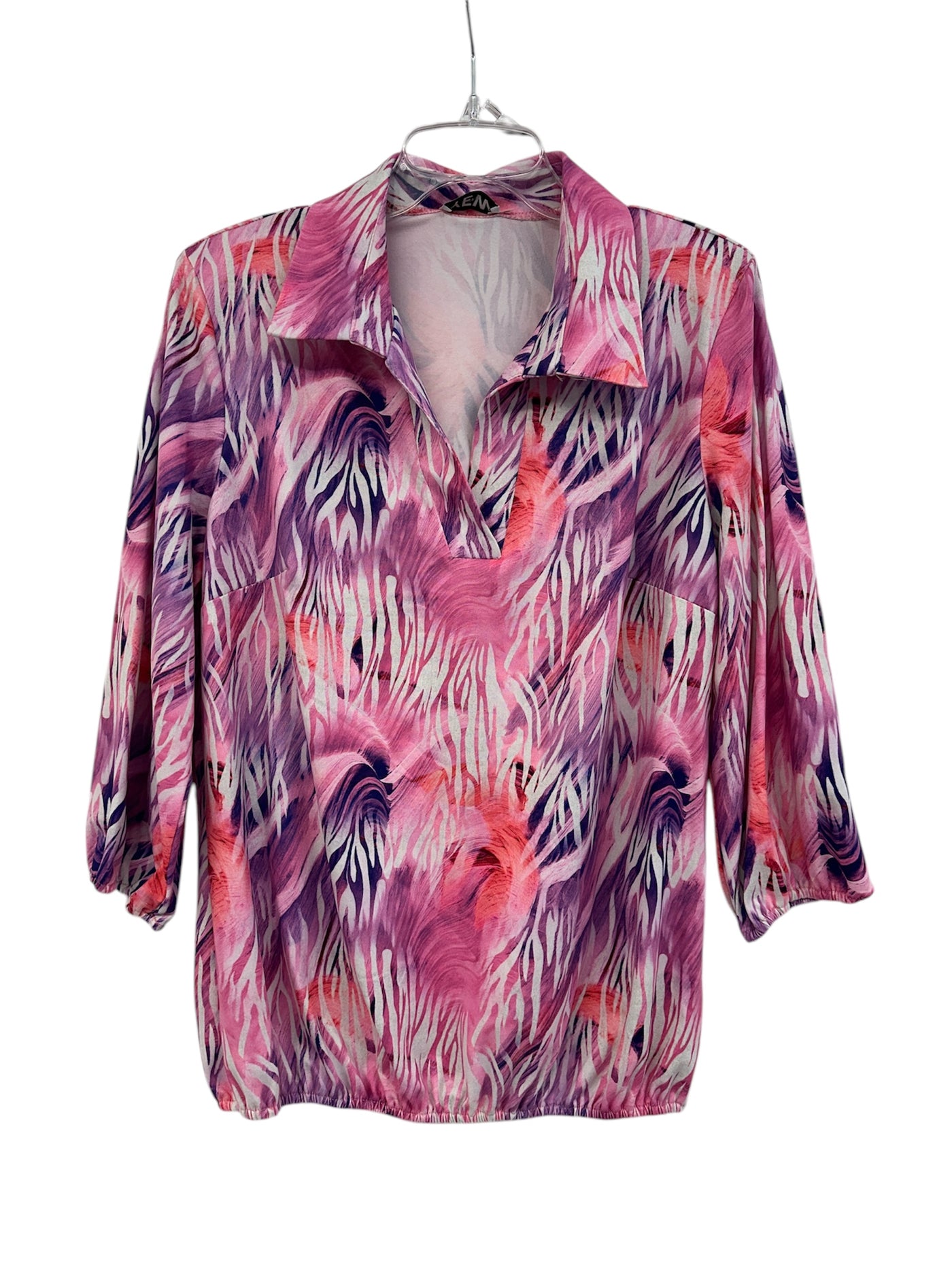 Pink/ Purple Animal Print Top with Collar