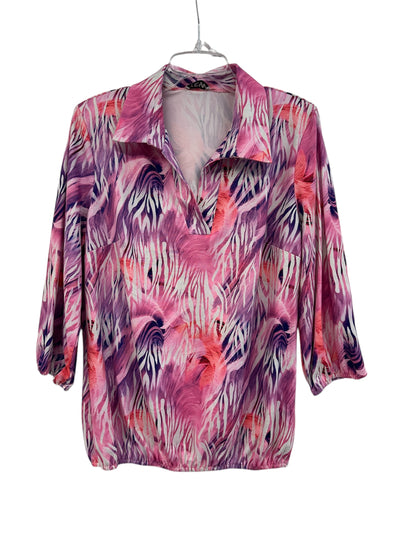 Pink/ Purple Animal Print Top with Collar