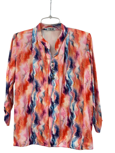 Orange 'Sun Set' Effect Top with Grandfather Collar