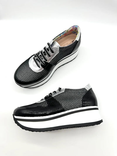 Black & Silver Platform Runner