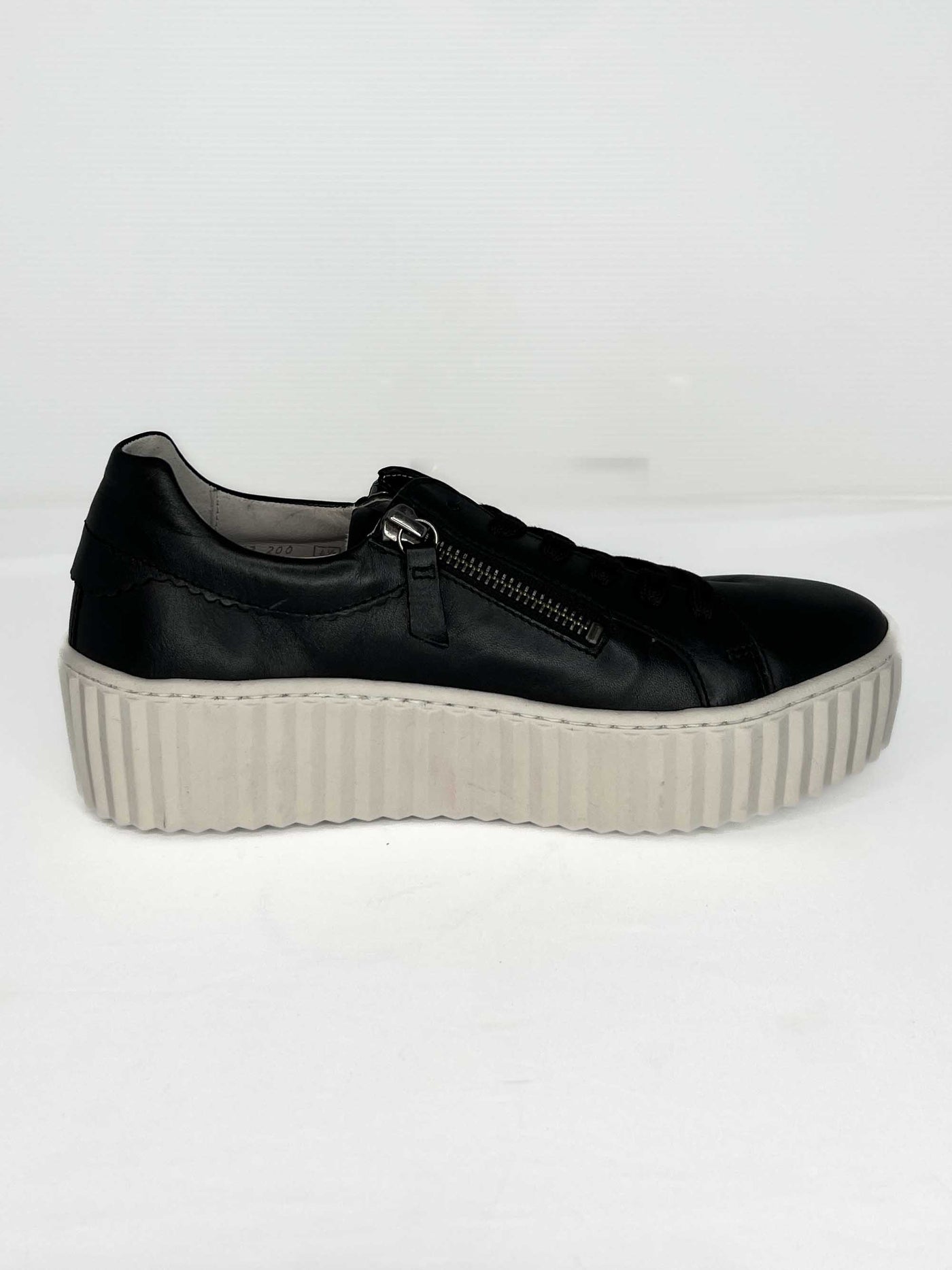Black Platform Runner with Zip Detail