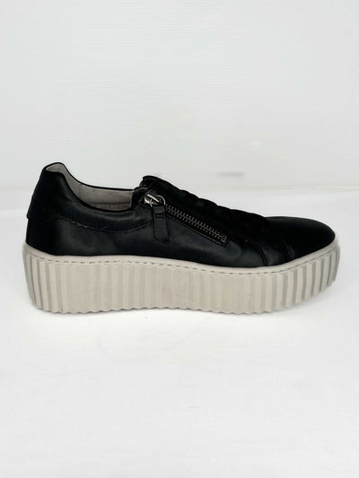 Black Platform Runner with Zip Detail