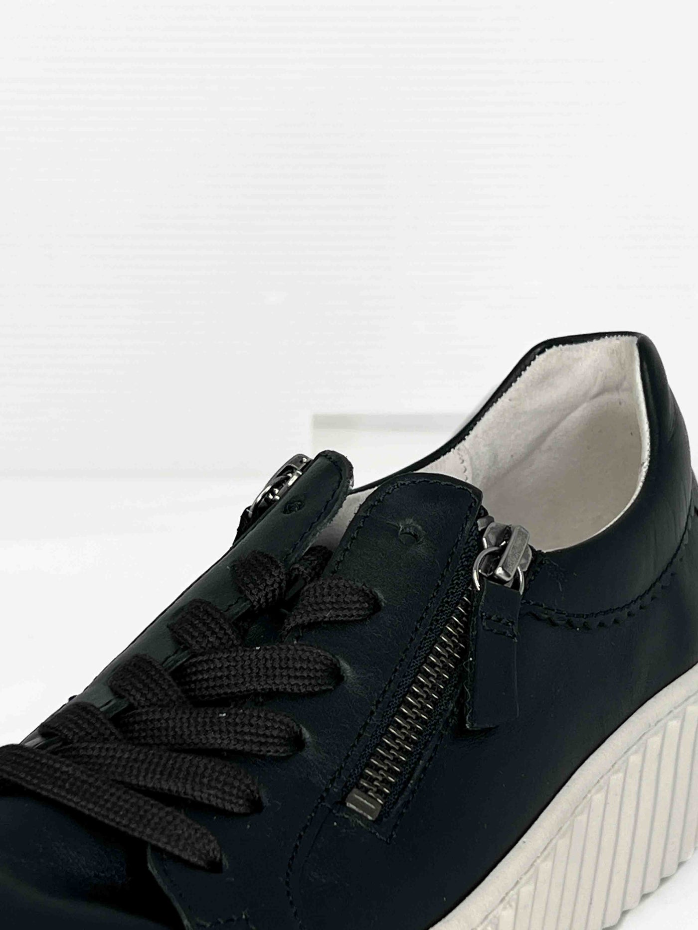 Black Platform Runner with Zip Detail